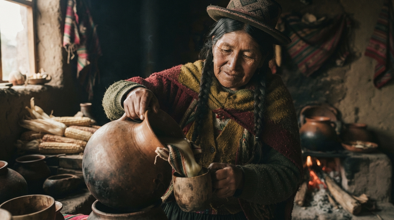 Editorial illustration for Chicha: How the Andes Turned Corn Into Ceremony